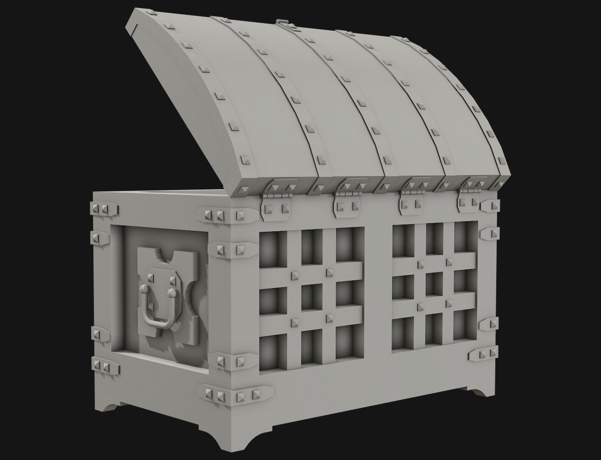 Medieval Chest 1 Low-poly 3D model_13