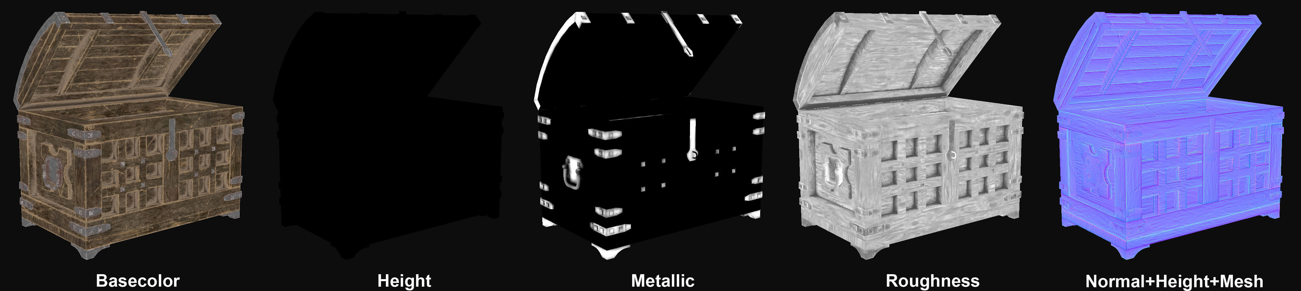 Medieval Chest 1 Low-poly 3D model_18