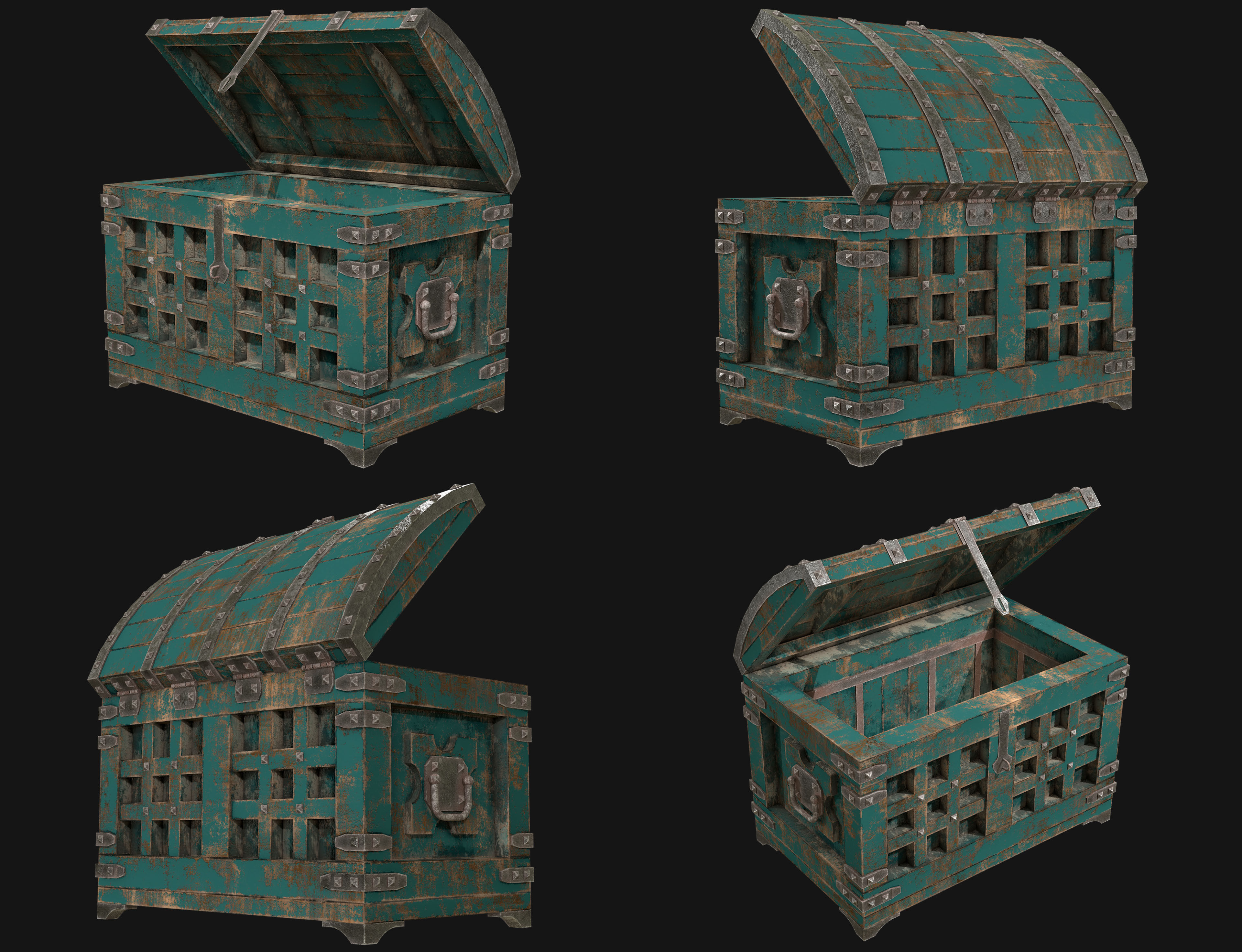 Medieval Chest 1 Low-poly 3D model_11