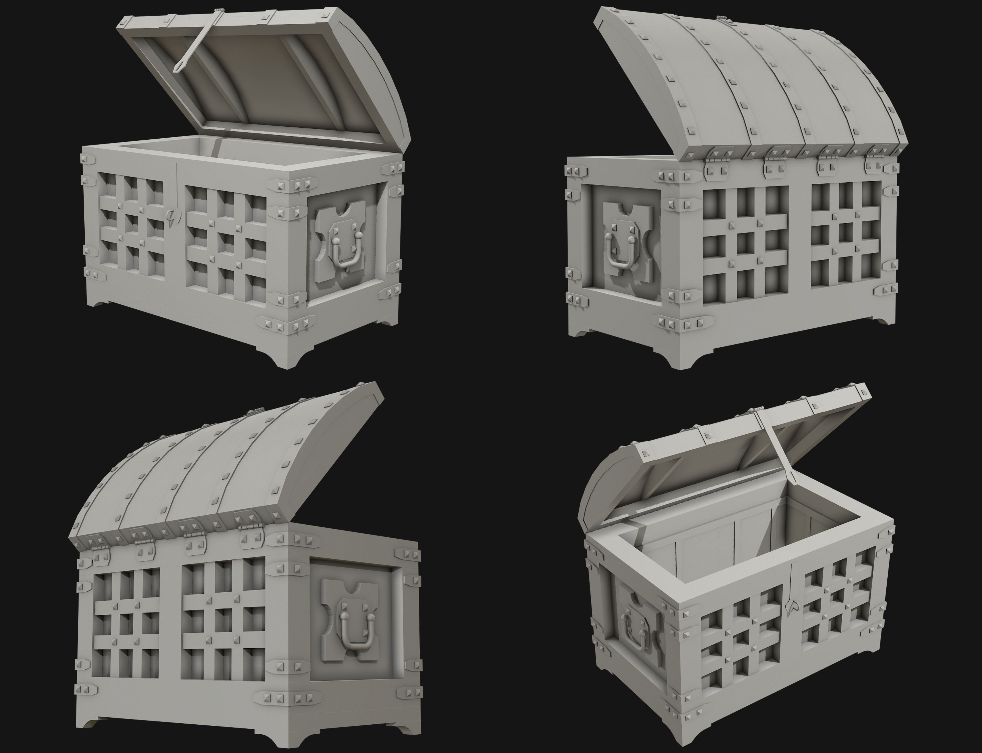 Medieval Chest 1 Low-poly 3D model_16