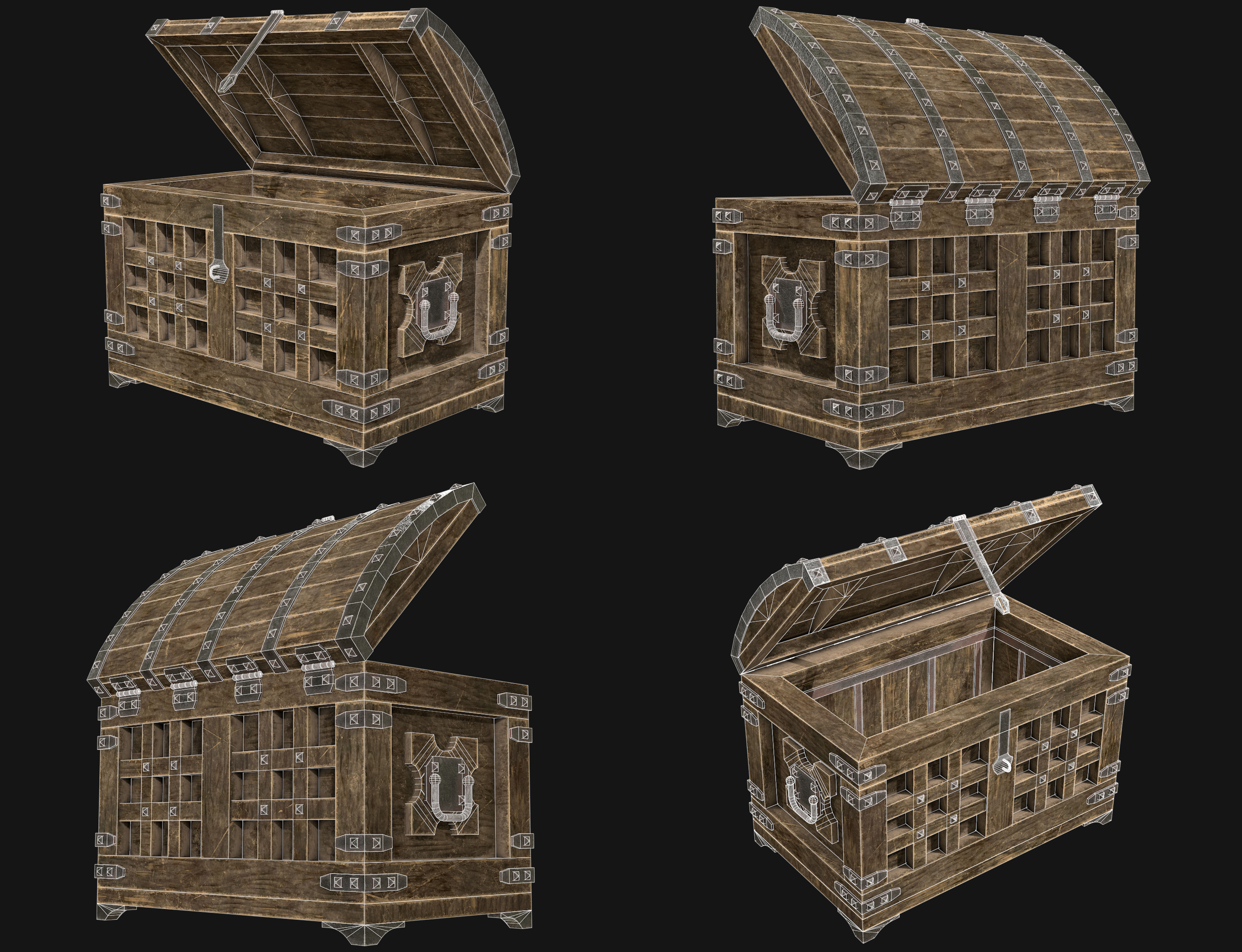 Medieval Chest 1 Low-poly 3D model_10