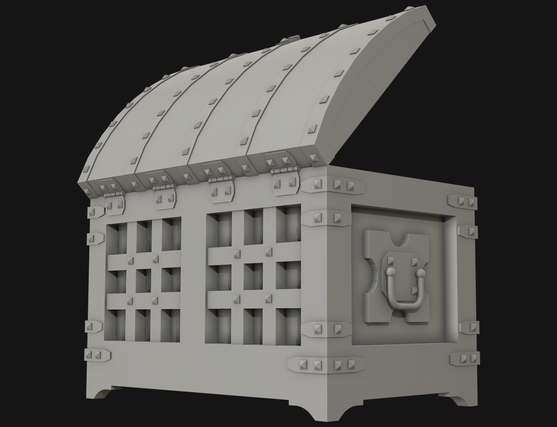 Medieval Chest 1 Low-poly 3D model_14