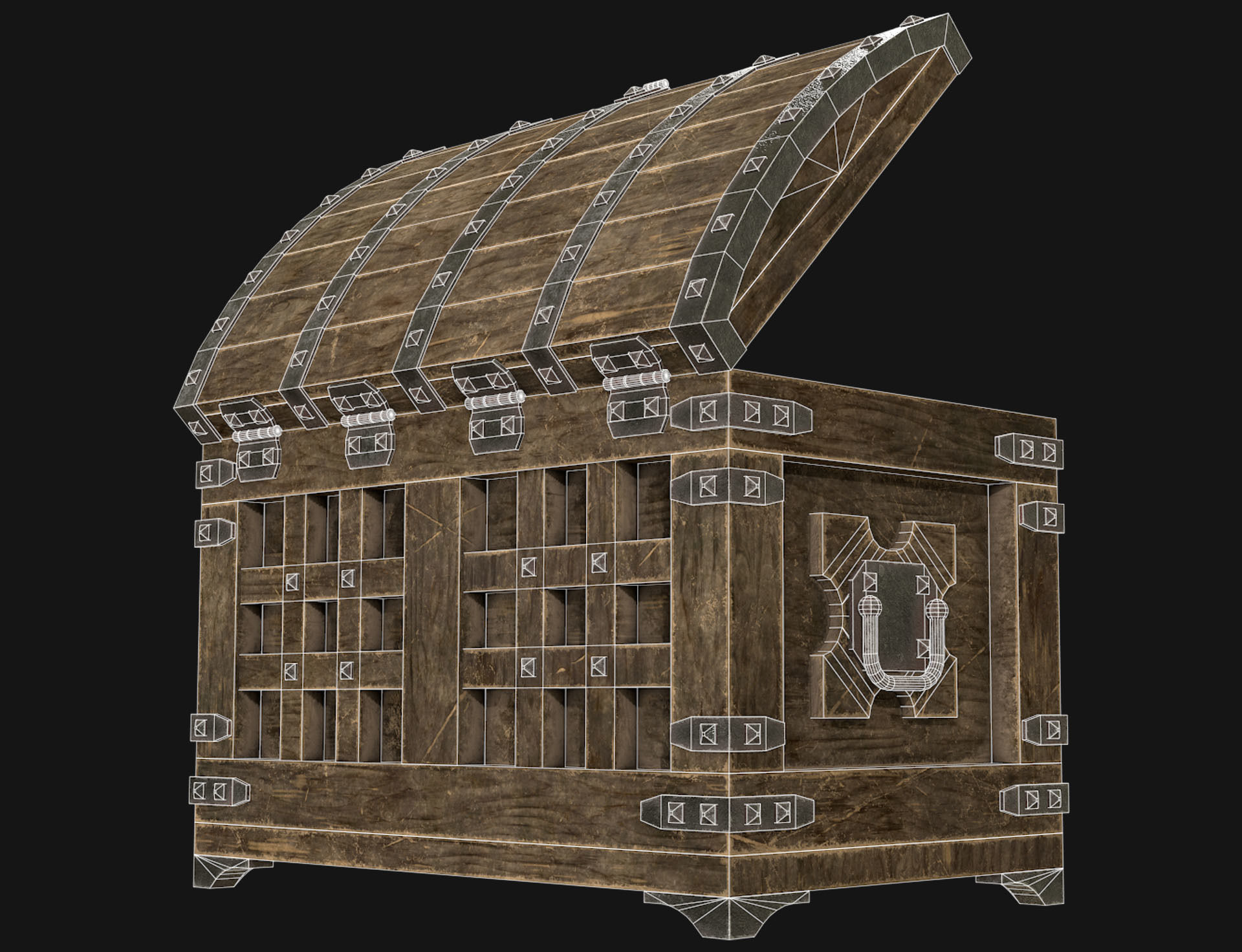 Medieval Chest 1 Low-poly 3D model_7