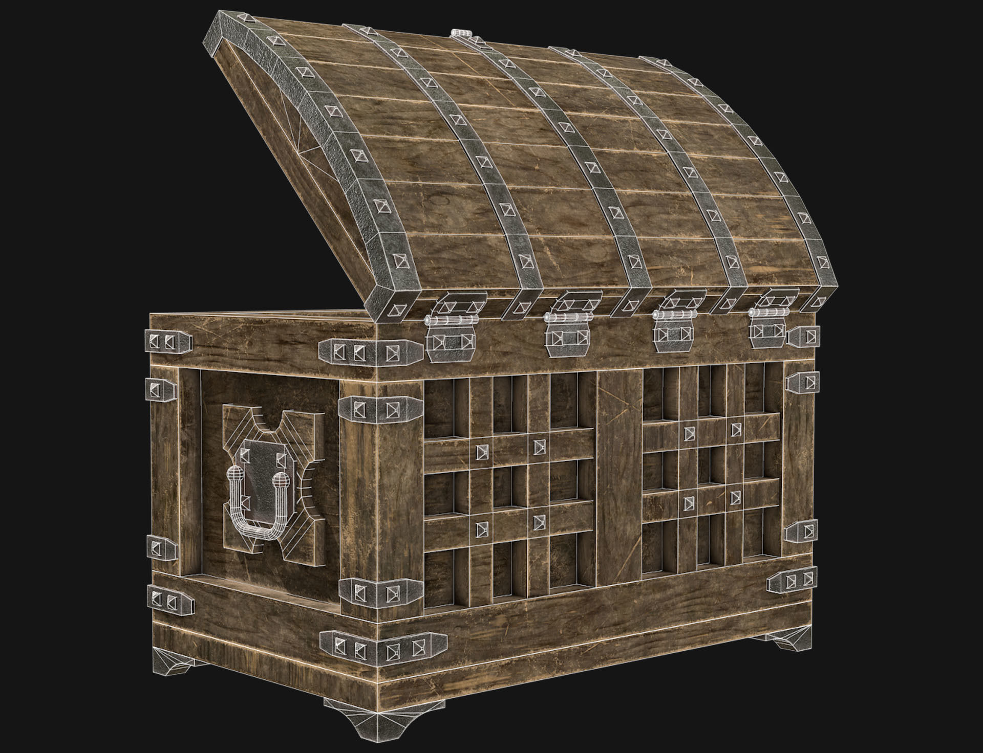 Medieval Chest 1 Low-poly 3D model_9