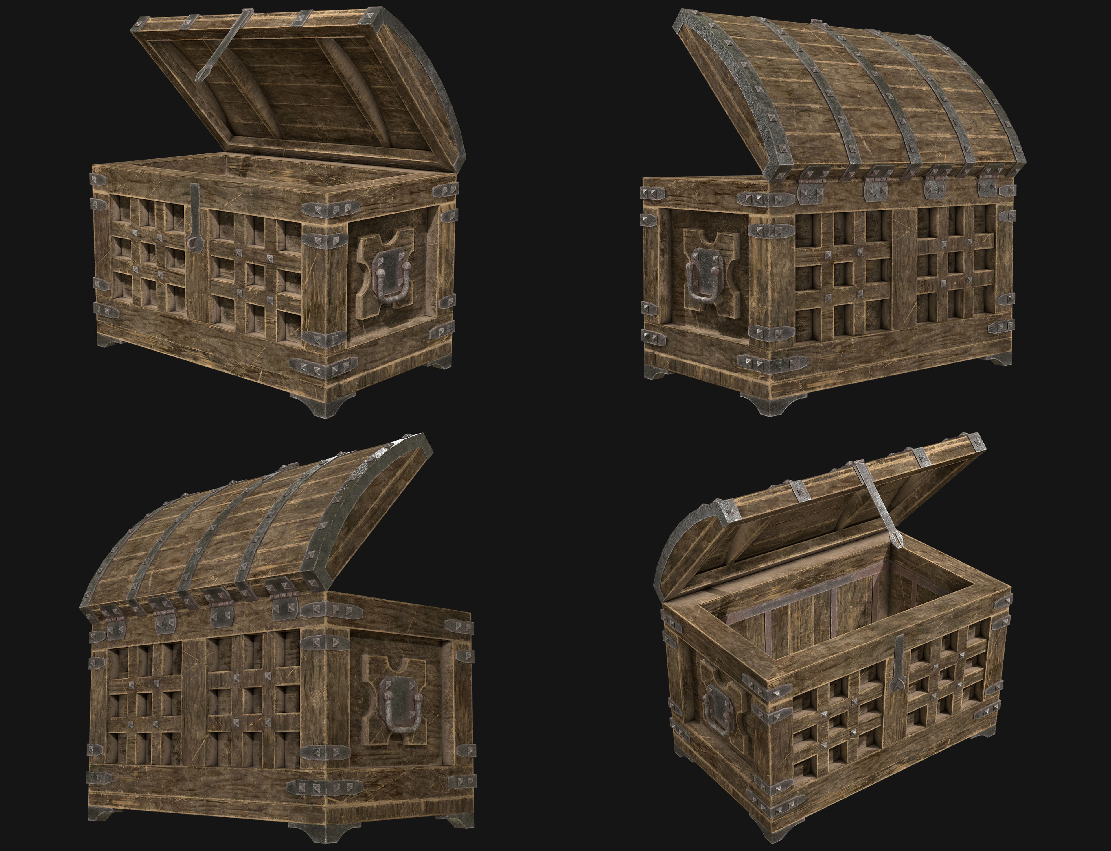 Medieval Chest 1 Low-poly 3D model_5