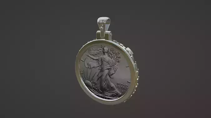 1 oz Silver American dollar frame mount pendant bezel