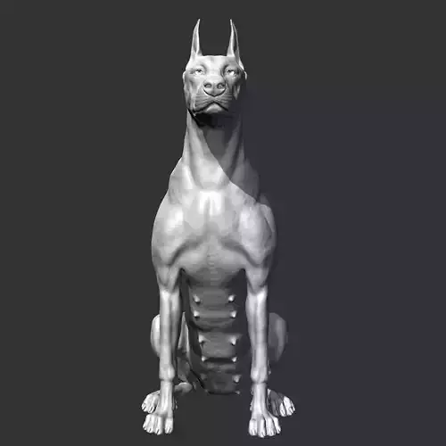 Doberman sitting AM21 3D print model 3D print model