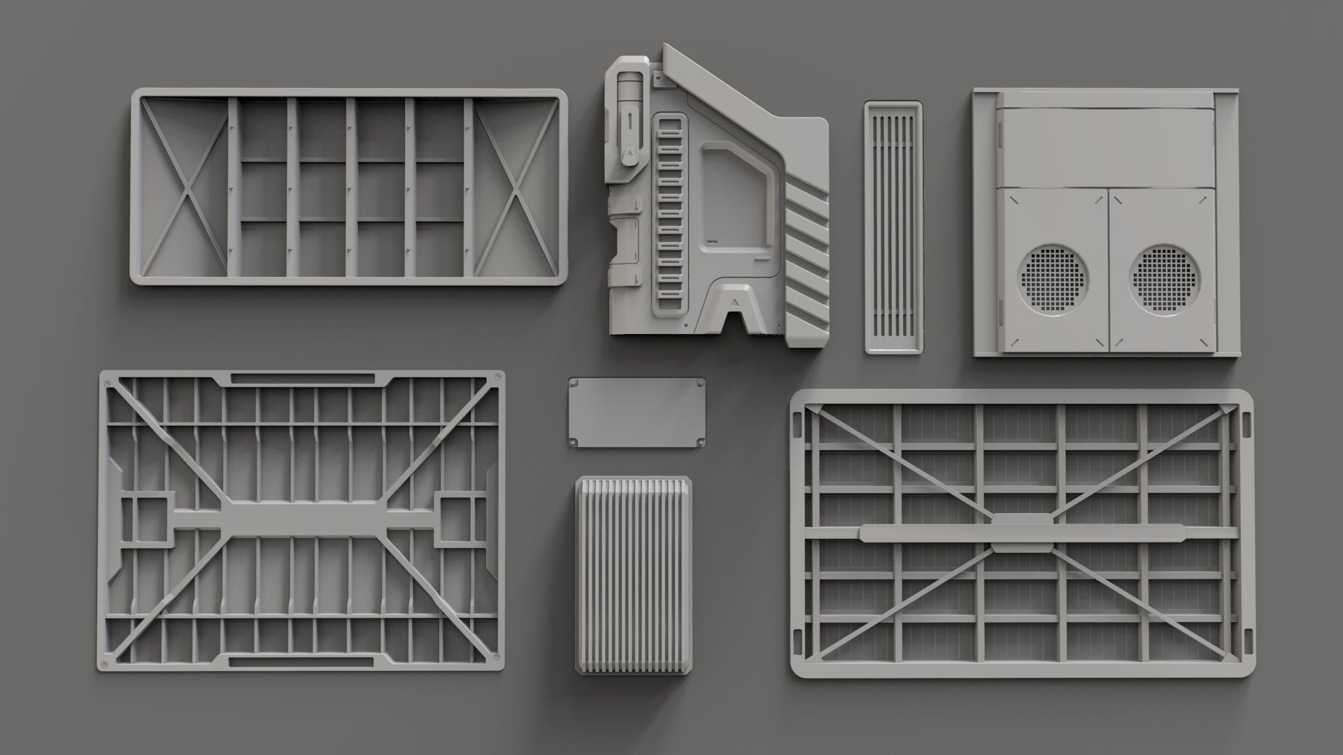 Sci fi trim sheets 2 3D model_11