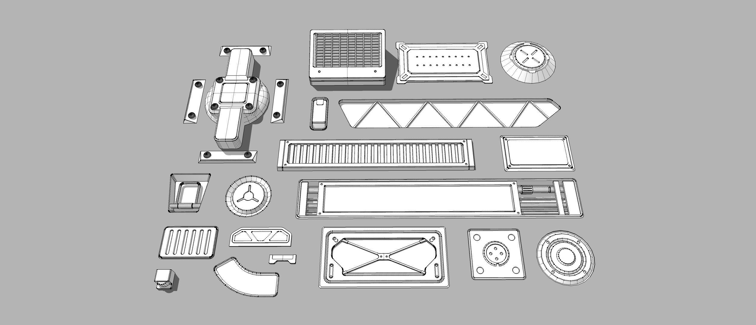 Sci fi trim sheets 2 3D model_19