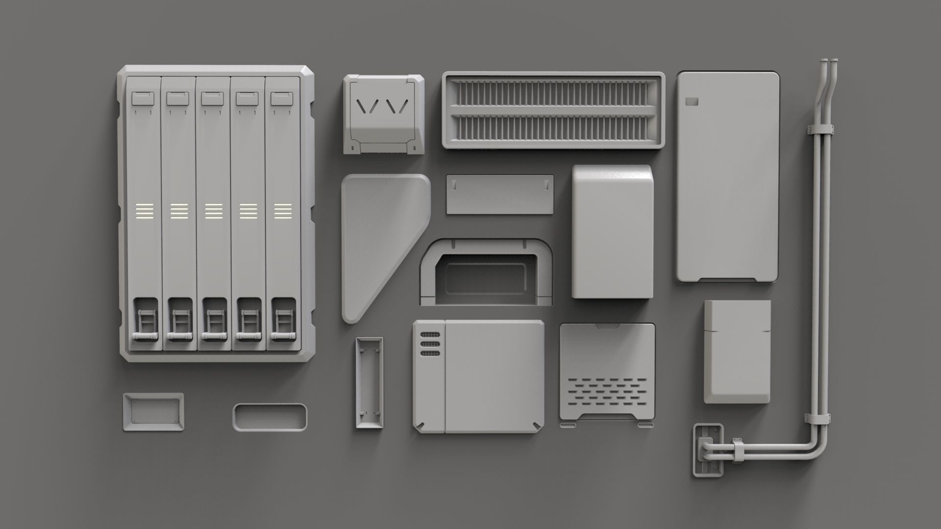 Sci fi trim sheets 2 3D model_1