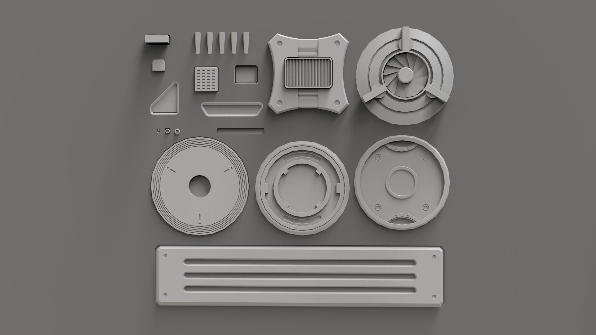 Sci fi trim sheets 2 3D model_6