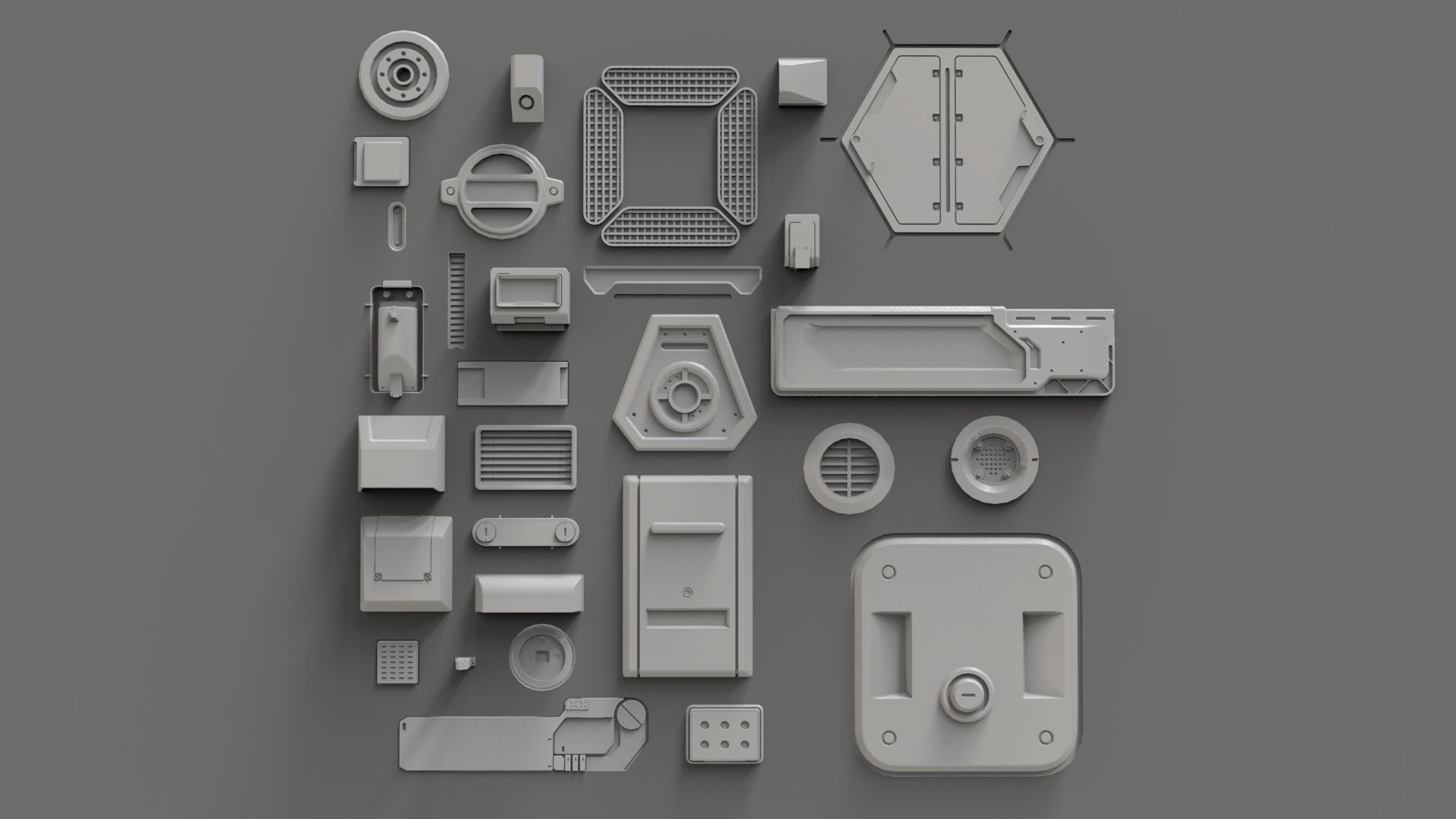 Sci fi trim sheets 2 3D model_9