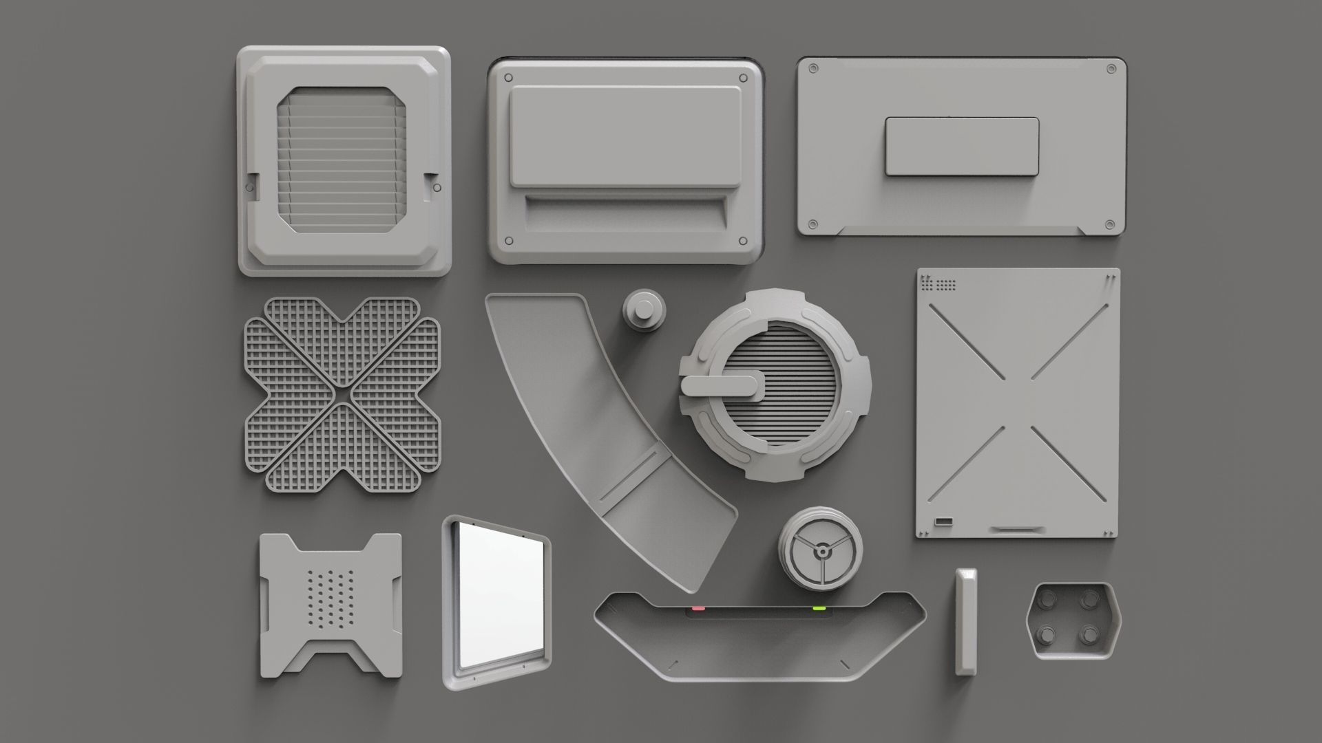 Sci fi trim sheets 2 3D model_4