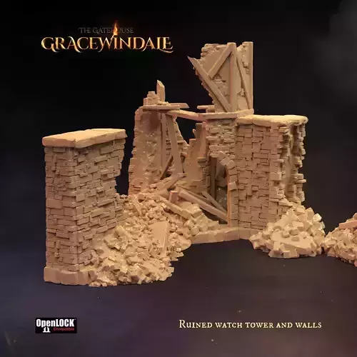 Gatehouse - Ruined Watchtower And Walls 3D print model