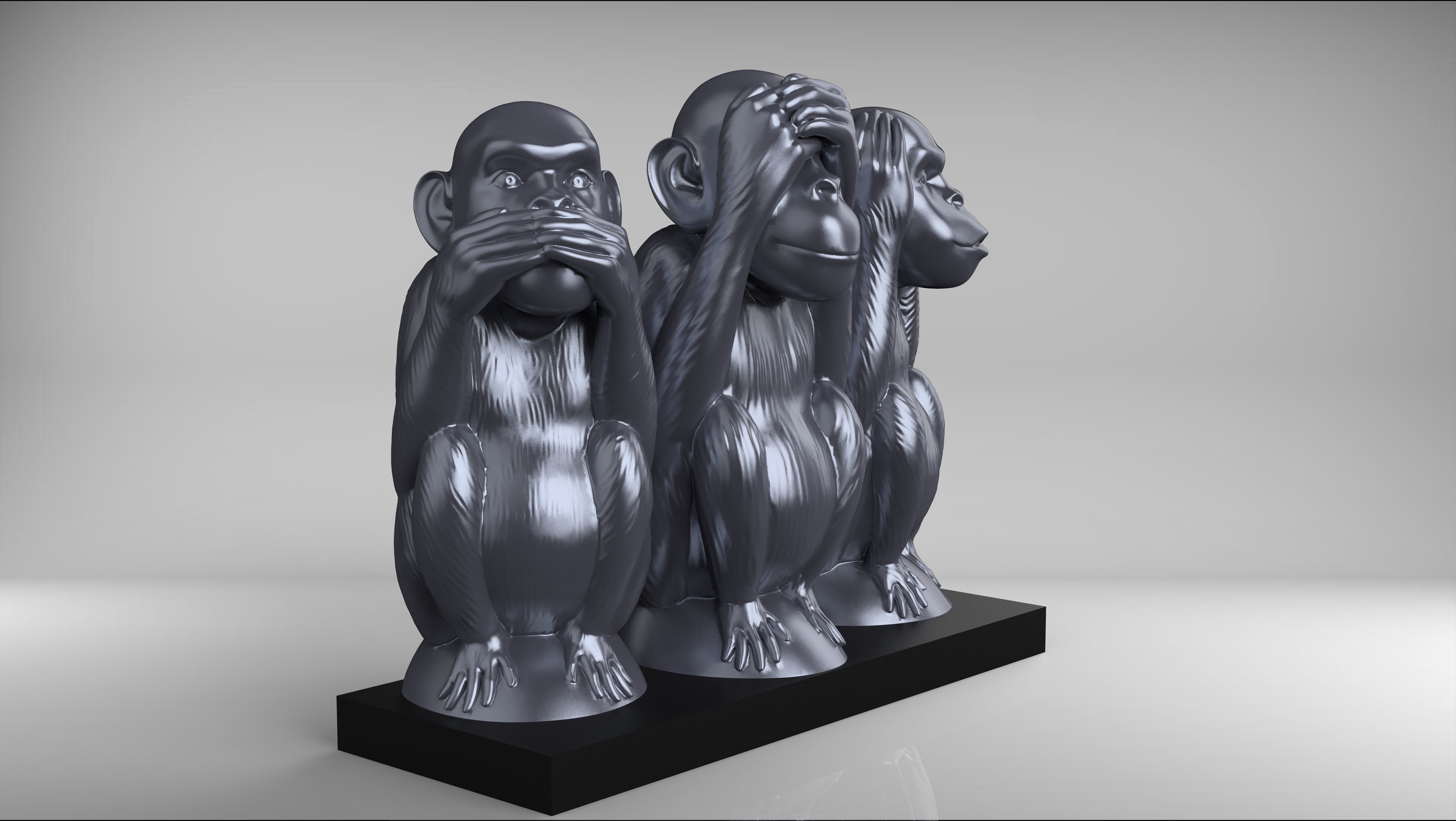 3 wise monkeys 3D print model_2