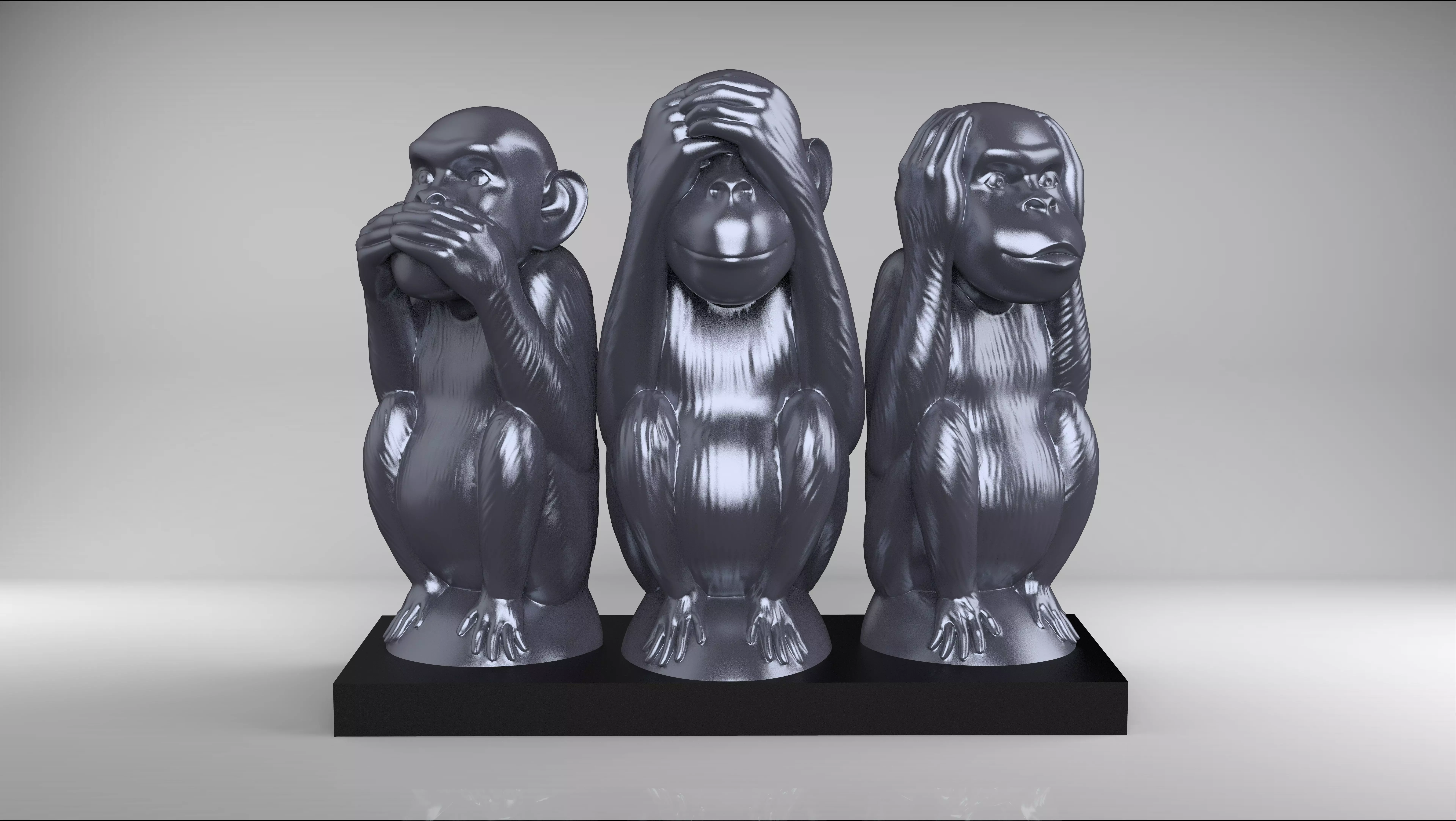 3 wise monkeys 3D print model_0