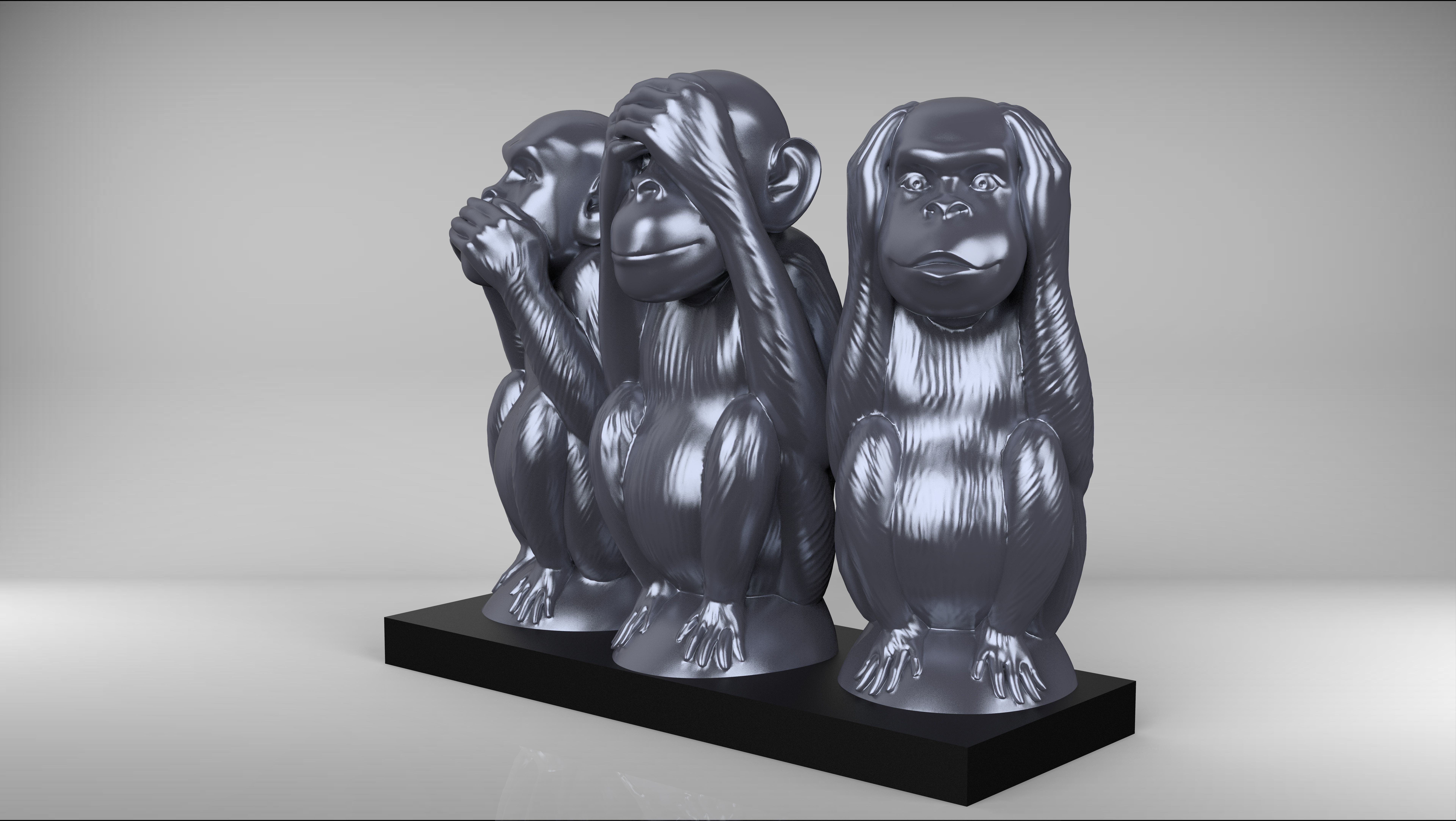 3 wise monkeys 3D print model_1