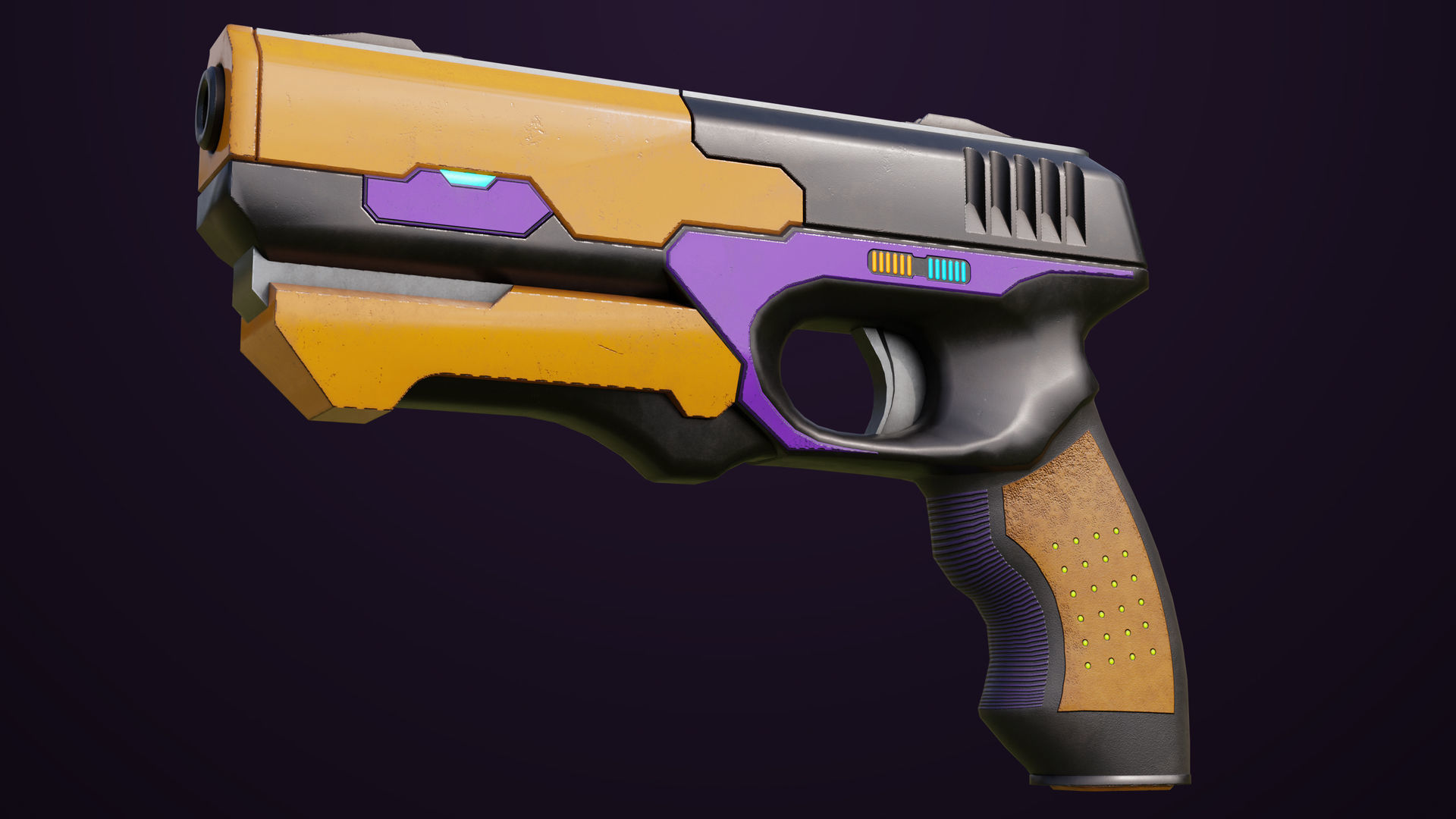 Sci-Fi Pistol 01 All PBR Unity UE Textures Included Low-poly 3D model_9
