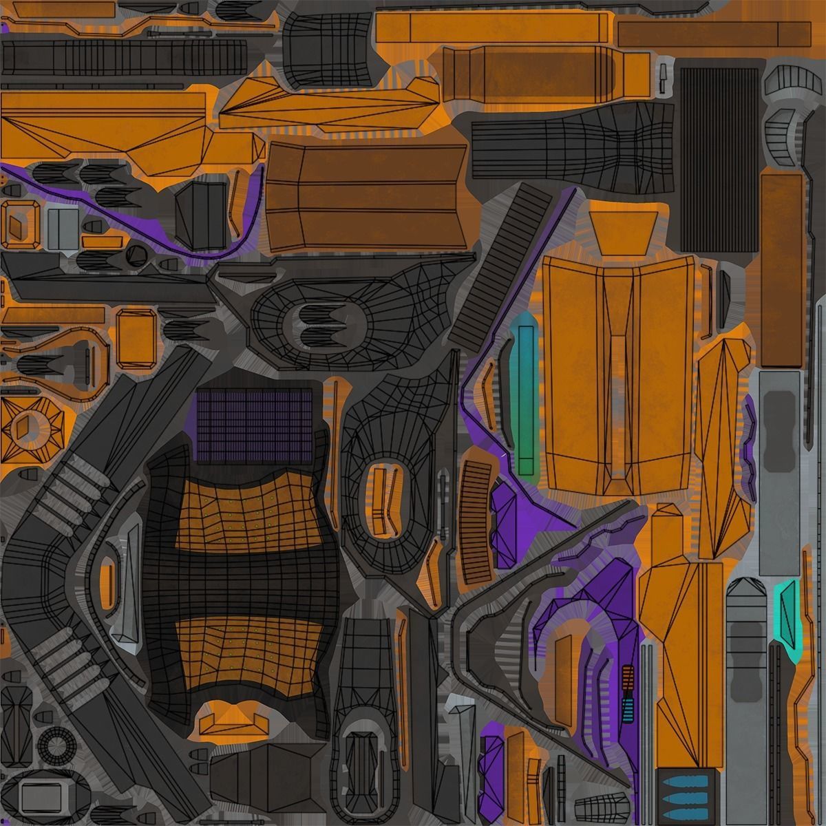 Sci-Fi Pistol 01 All PBR Unity UE Textures Included Low-poly 3D model_29