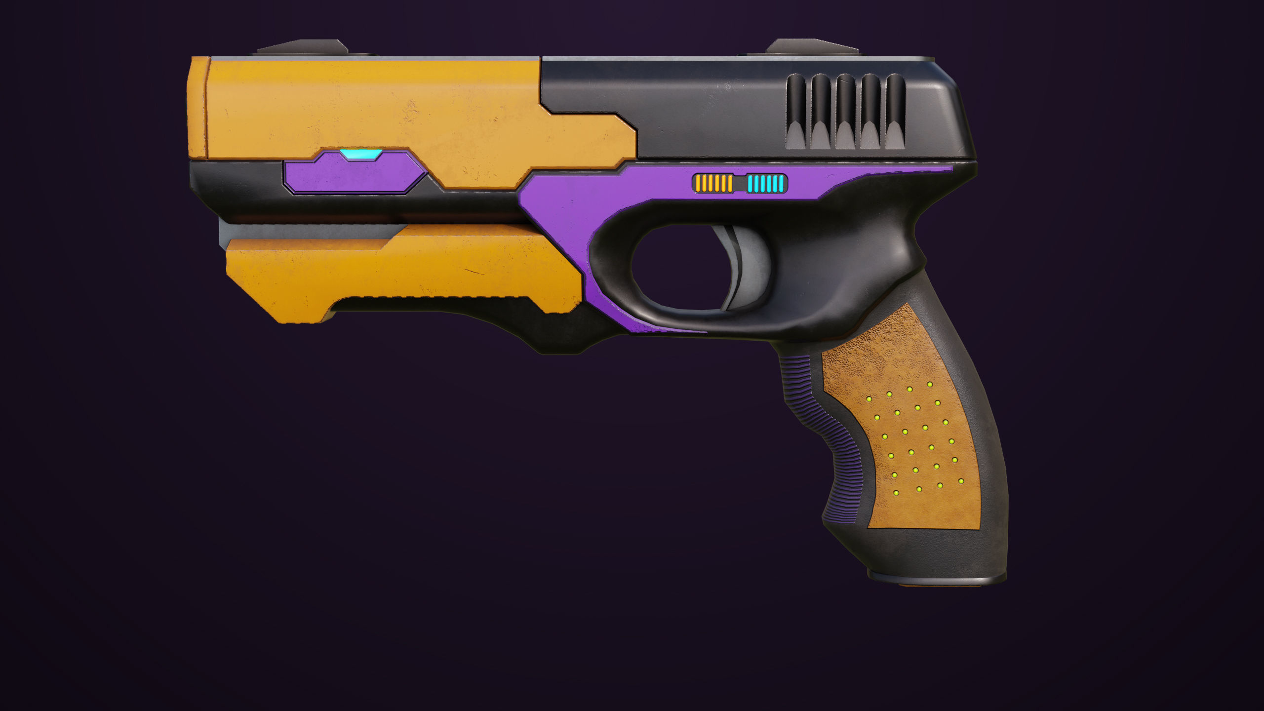 Sci-Fi Pistol 01 All PBR Unity UE Textures Included Low-poly 3D model_1