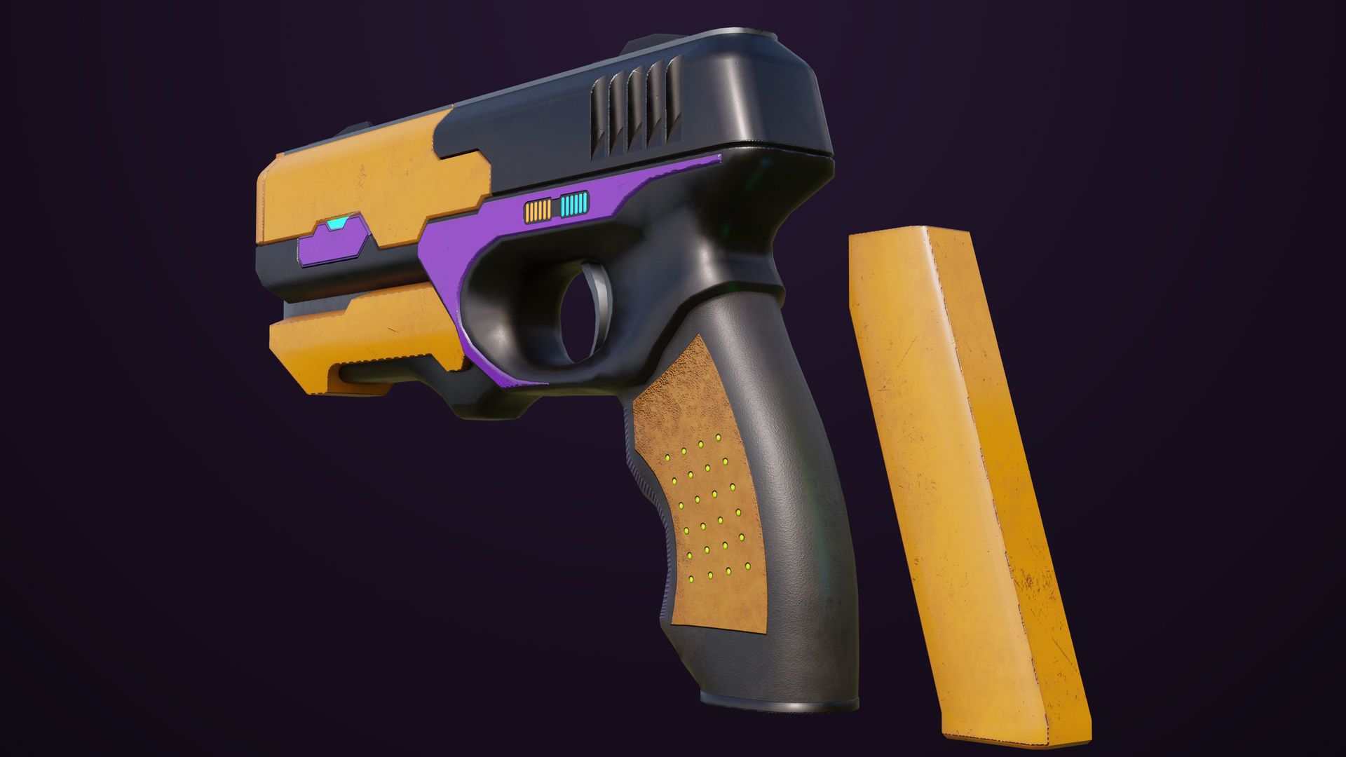 Sci-Fi Pistol 01 All PBR Unity UE Textures Included Low-poly 3D model_19