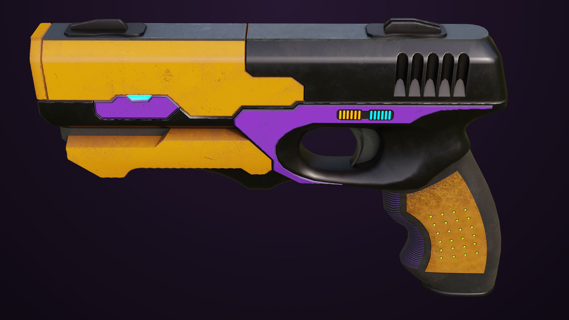 Sci-Fi Pistol 01 All PBR Unity UE Textures Included Low-poly 3D model_18