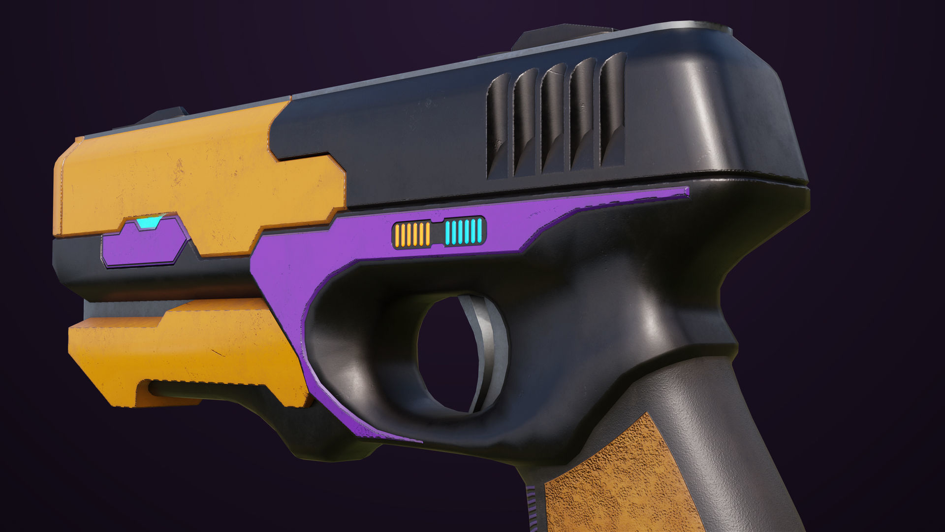 Sci-Fi Pistol 01 All PBR Unity UE Textures Included Low-poly 3D model_15