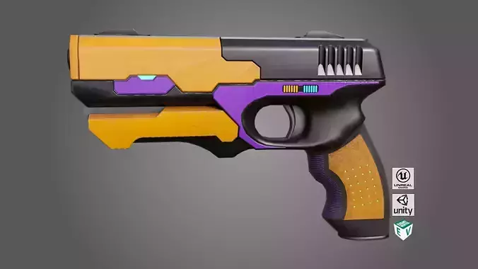 Sci-Fi Pistol 01 All PBR Unity UE Textures Included