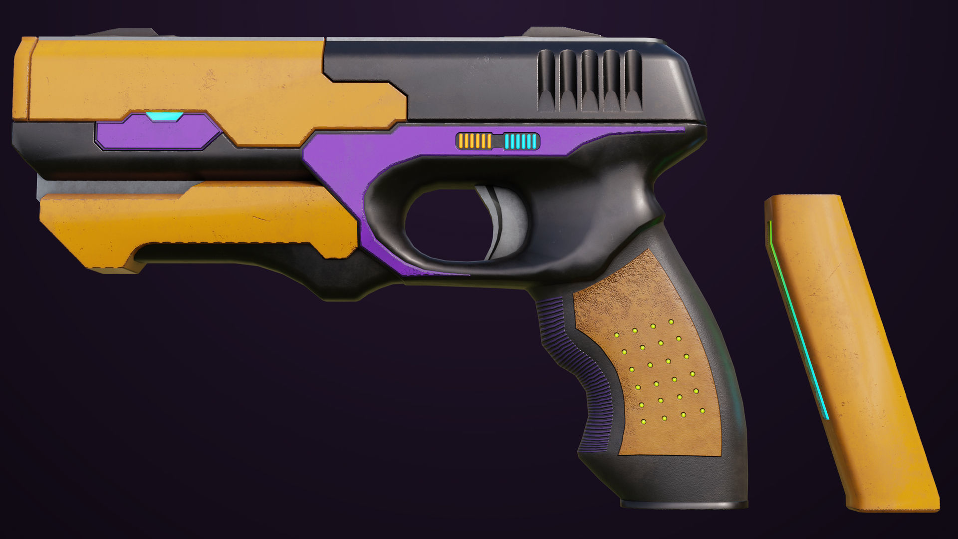 Sci-Fi Pistol 01 All PBR Unity UE Textures Included Low-poly 3D model_20