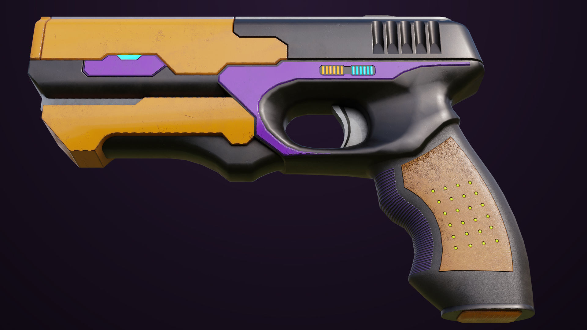 Sci-Fi Pistol 01 All PBR Unity UE Textures Included Low-poly 3D model_14