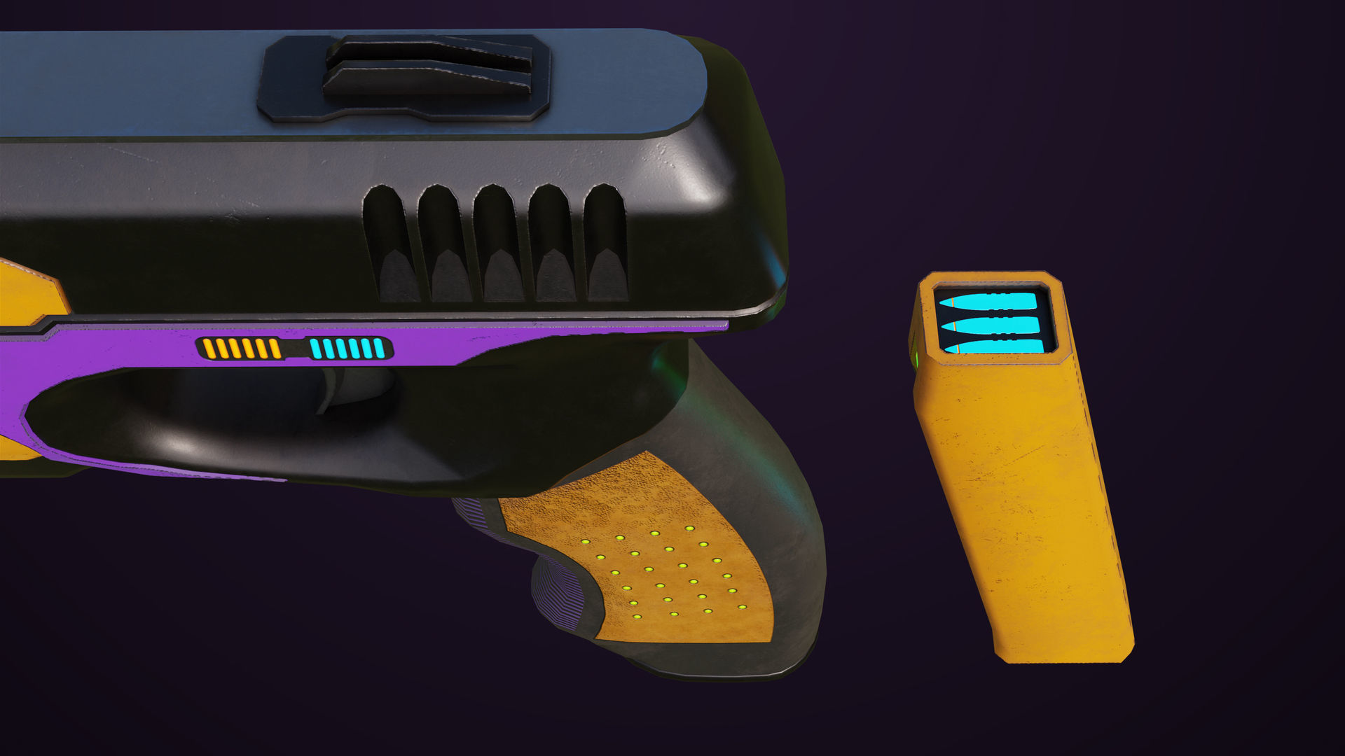 Sci-Fi Pistol 01 All PBR Unity UE Textures Included Low-poly 3D model_21