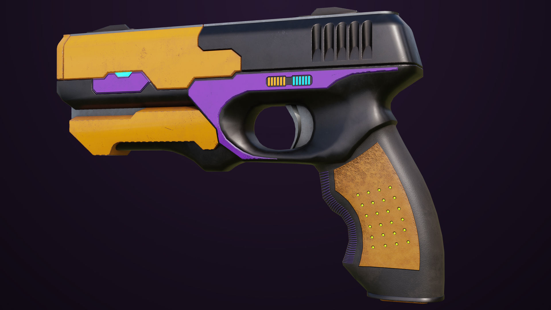 Sci-Fi Pistol 01 All PBR Unity UE Textures Included Low-poly 3D model_8