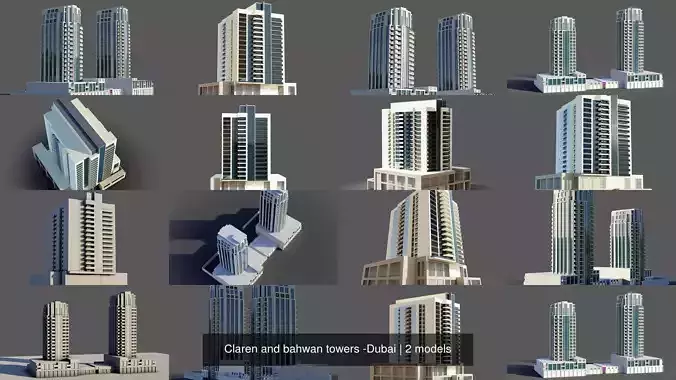 Claren and bahwan towers -Dubai 3D Model Collection