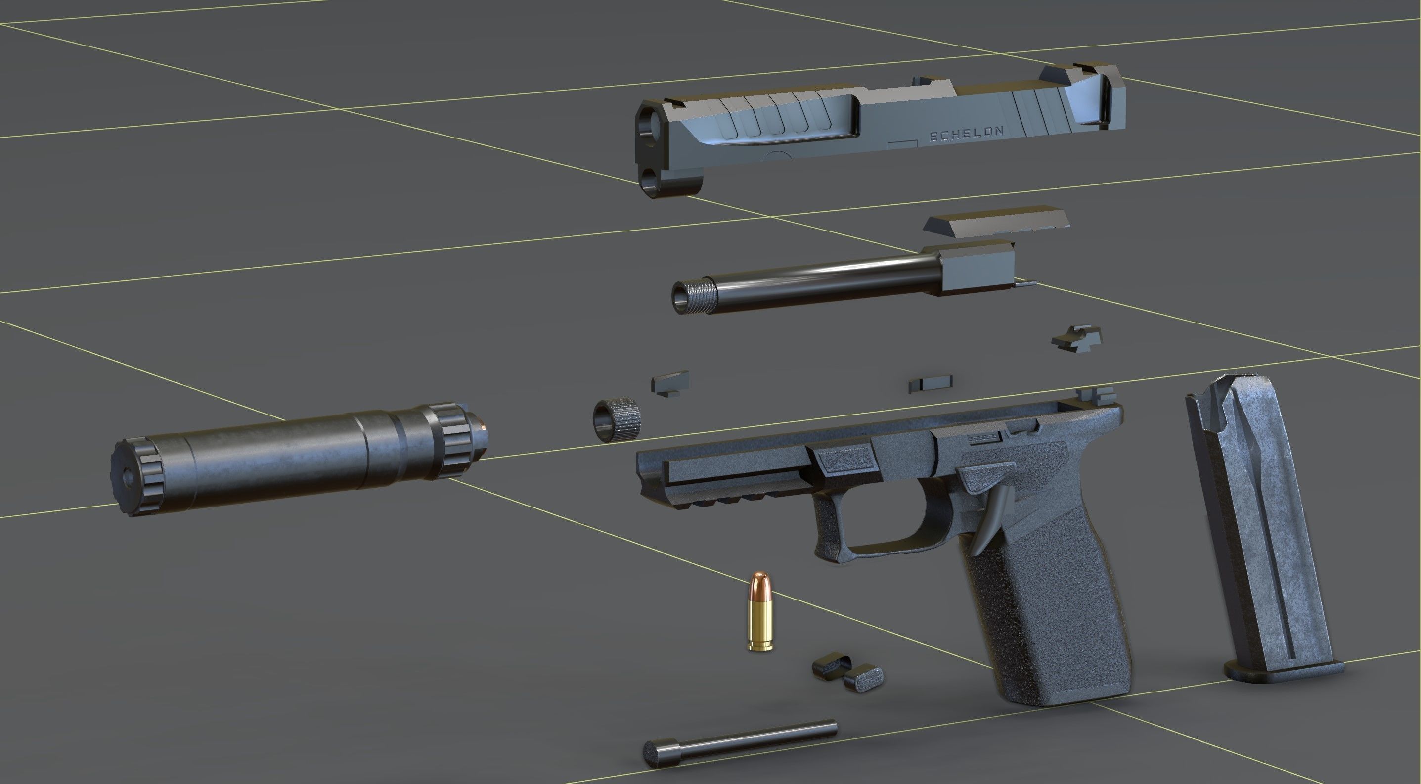Springfield Armory - Echelon threaded Low-poly 3D model_11
