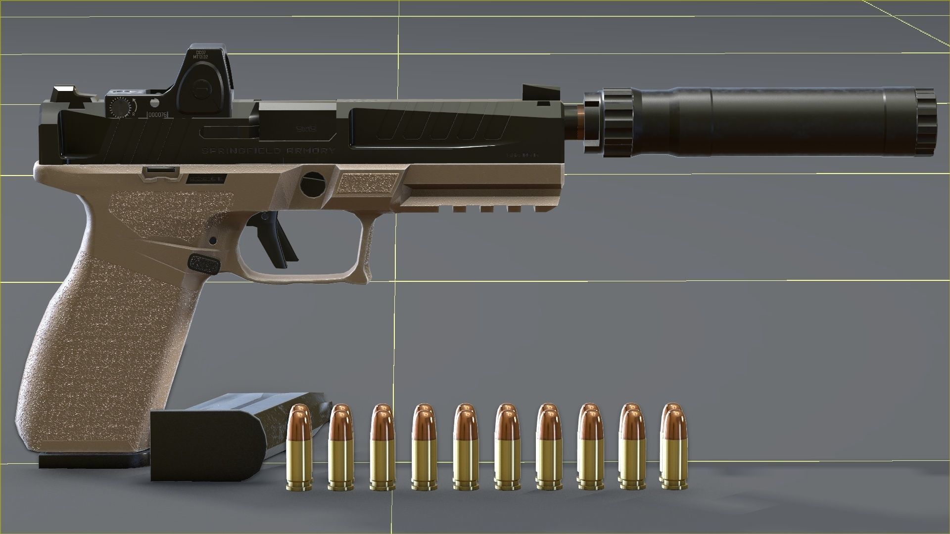 Springfield Armory - Echelon threaded Low-poly 3D model_41