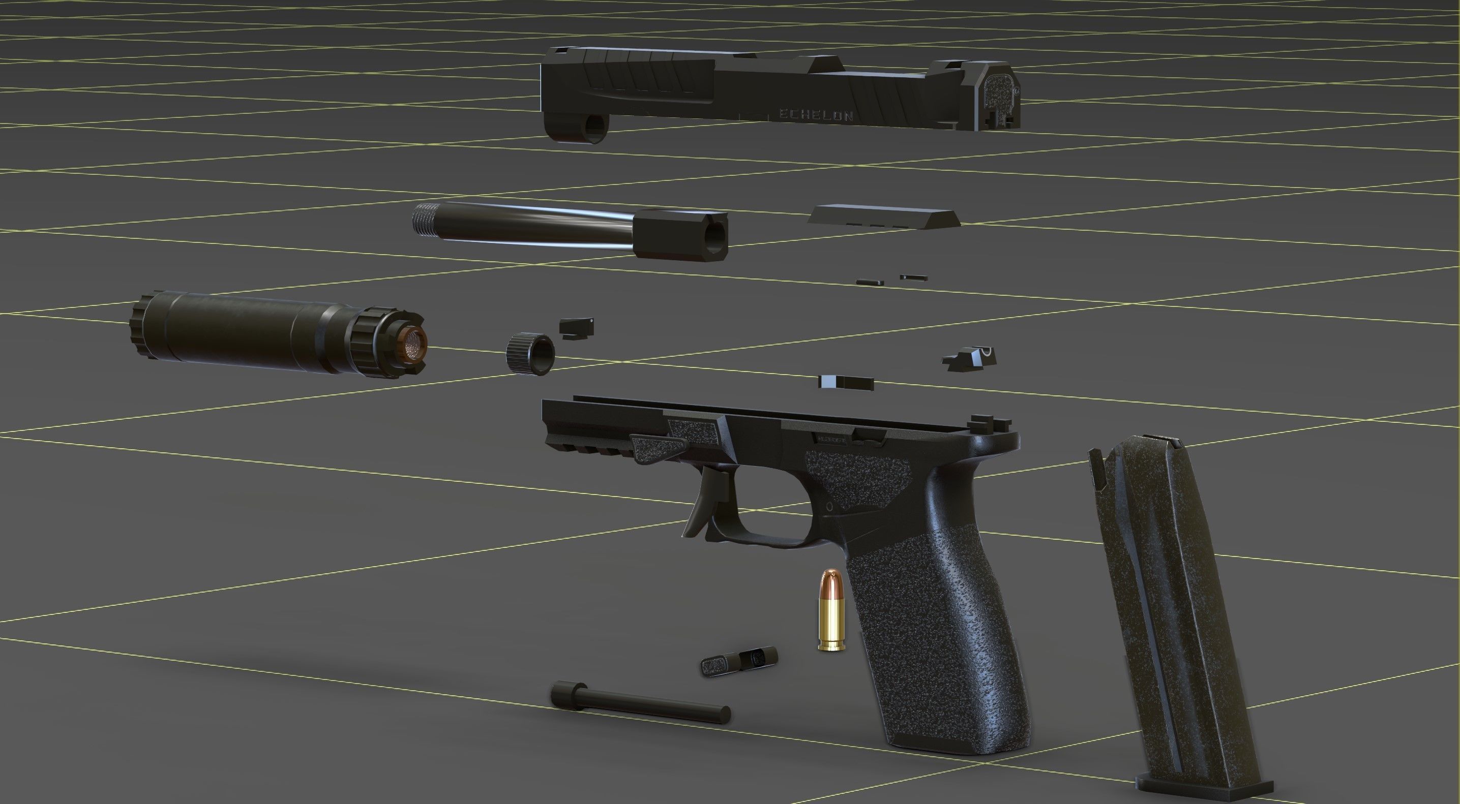 Springfield Armory - Echelon threaded Low-poly 3D model_12