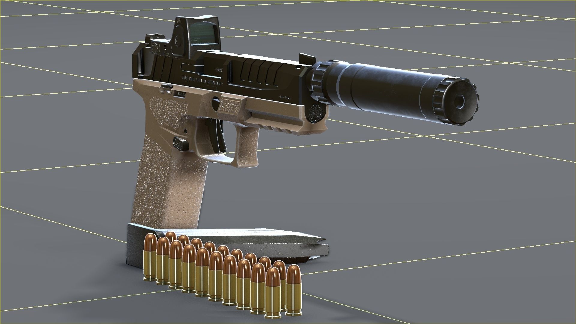 Springfield Armory - Echelon threaded Low-poly 3D model_37