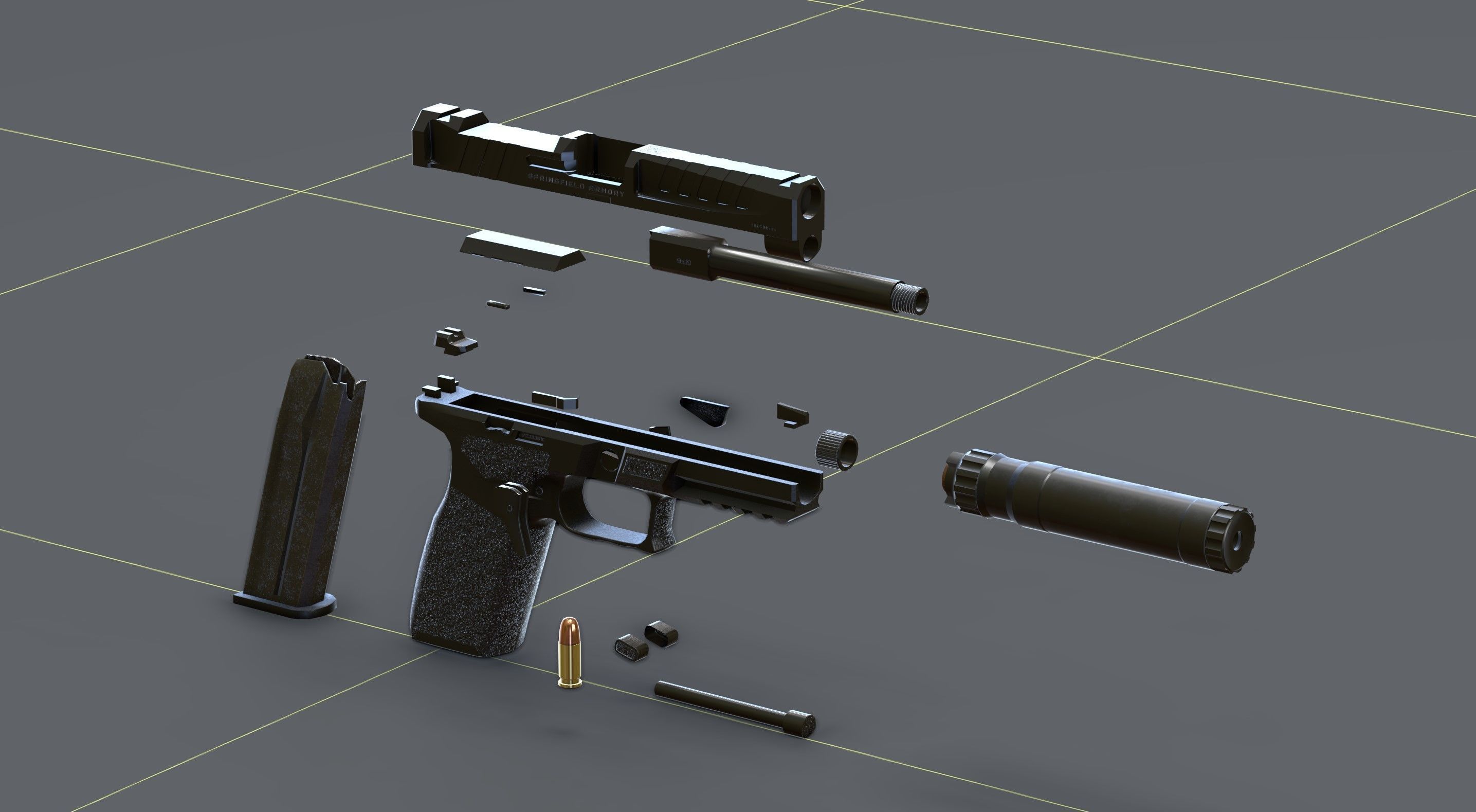Springfield Armory - Echelon threaded Low-poly 3D model_10