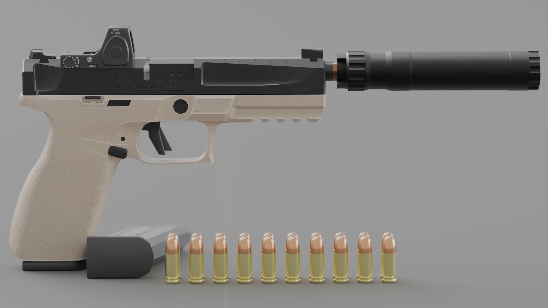 Springfield Armory - Echelon threaded Low-poly 3D model_7