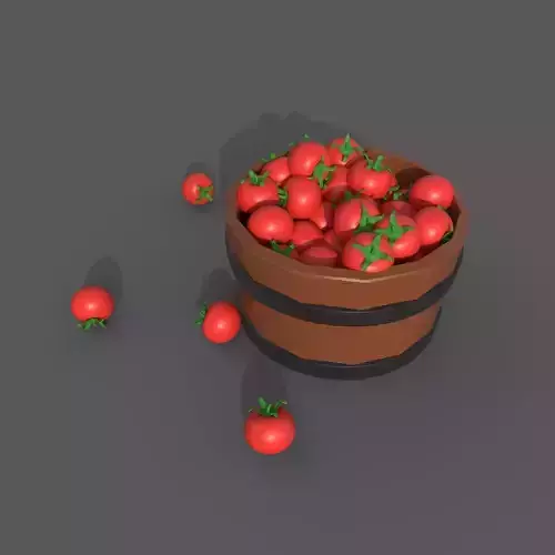 Bucket Full Of Tomatoes 3D model