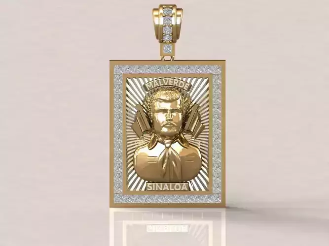 Jesus Malverde Narco Saint Sinaloa Pendant Diamond STL Model  3D print model