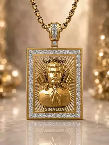 Jesus Malverde Narco Saint Sinaloa Pendant Diamond STL Model 