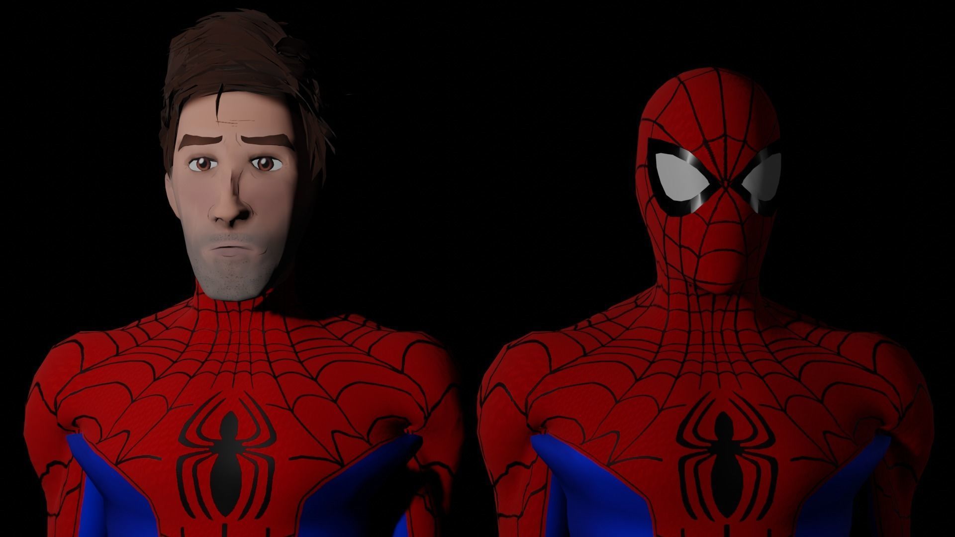 Peter B Parker WITH UNMASK Game Ready model w Unity package ITSV Low-poly 3D model_3
