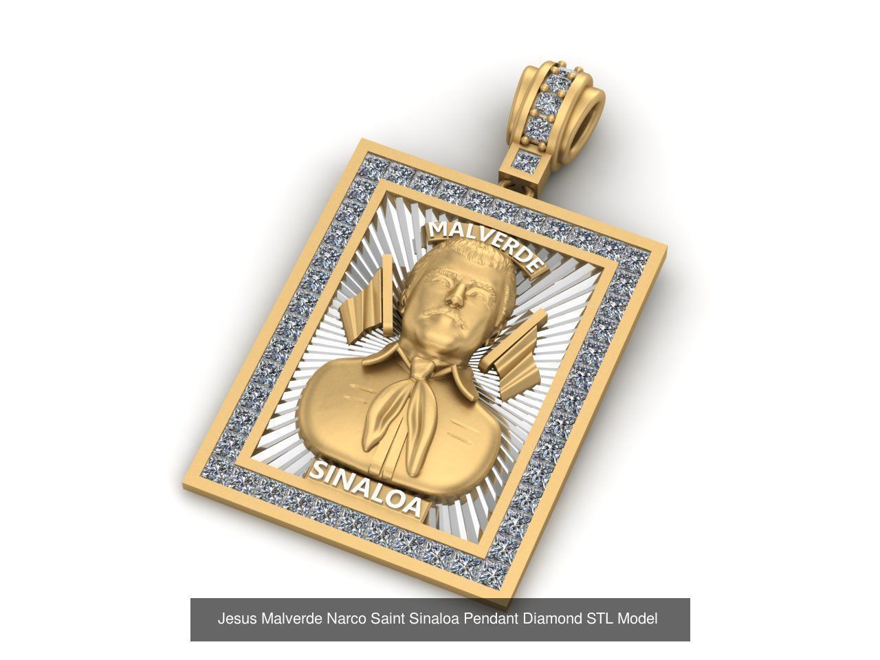 4 Models - Jesus Malverde Narco Saint Sinaloa Pendant STL Model  3D Model Collection_4