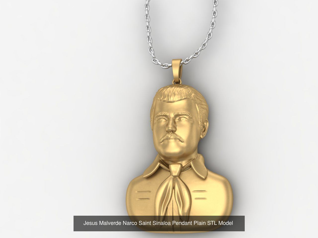 4 Models - Jesus Malverde Narco Saint Sinaloa Pendant STL Model  3D Model Collection_5