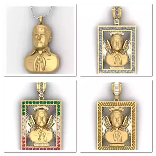 4 Models - Jesus Malverde Narco Saint Sinaloa Pendant STL Model  3D Model Collection