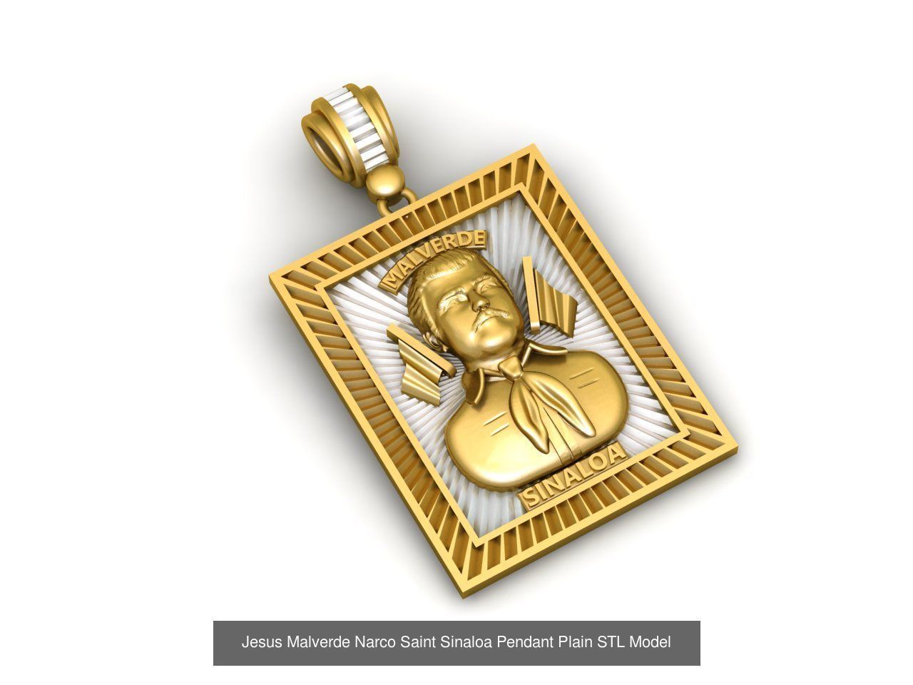 4 Models - Jesus Malverde Narco Saint Sinaloa Pendant STL Model  3D Model Collection_3