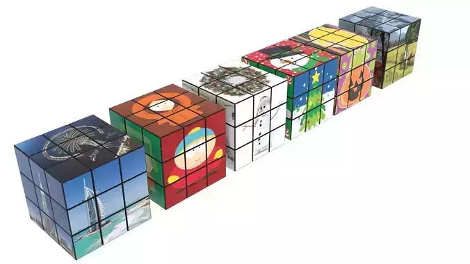 Rubiks Cubes Set With Pictures 3D model