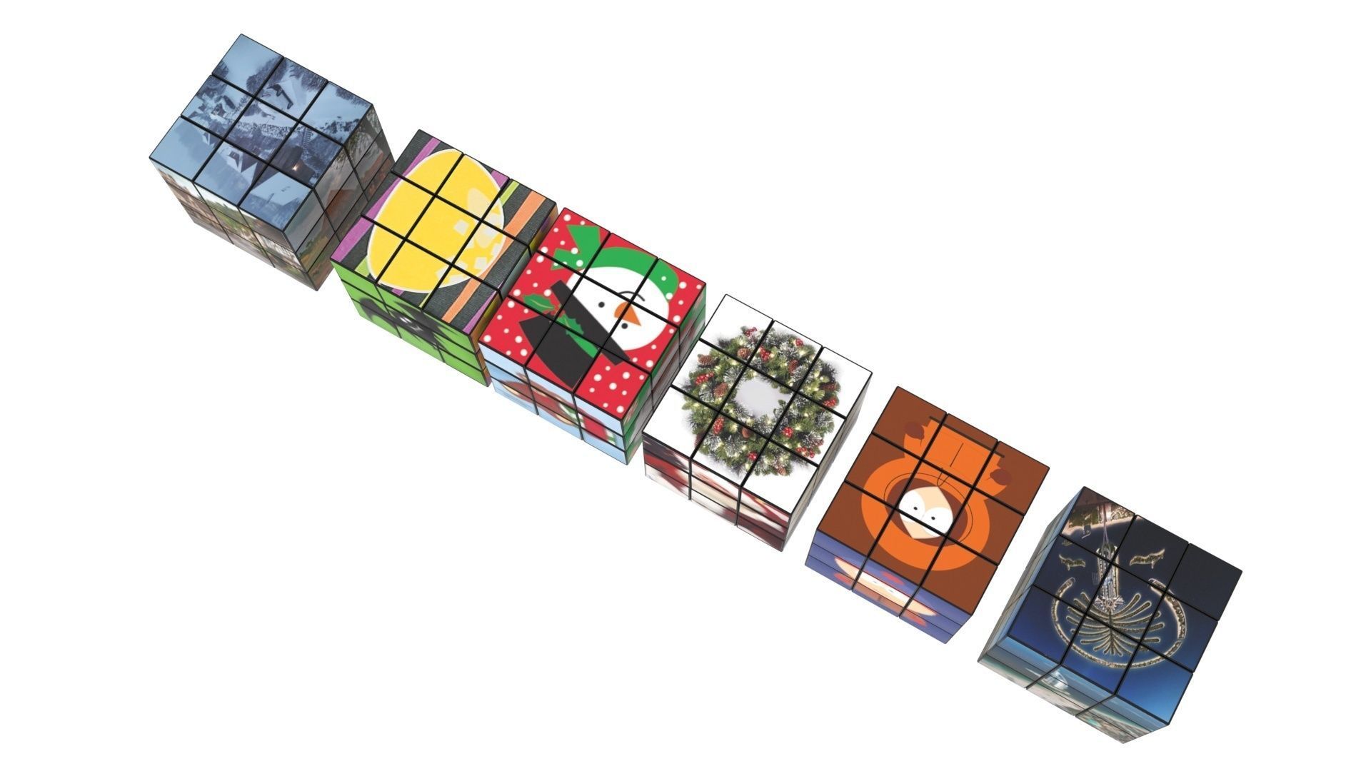 Rubiks Cubes Set With Pictures 3D model_3