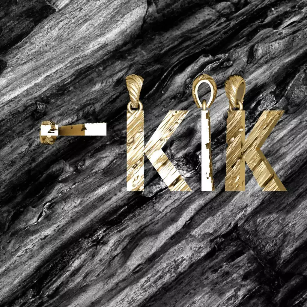 K Letter Alphabet Wooden Texture Pendant 3D Print Model 3D print model_0